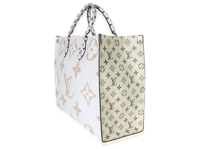 Louis Vuitton Kaki Beige Giant Monogram Canvas Onthego GM Nero Bianco Multicolore Verde - vista 3