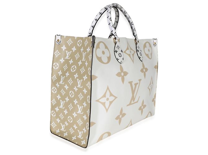 Louis Vuitton Kaki Beige Giant Monogram Canvas Onthego GM Nero Bianco Multicolore Verde - vista 4