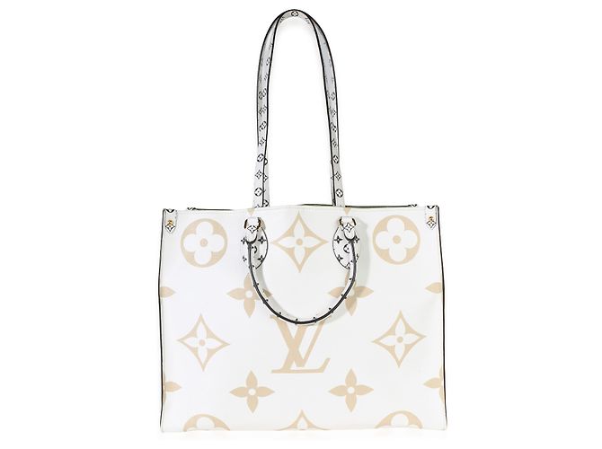 Louis Vuitton Kaki Beige Giant Monogram Canvas Onthego GM Nero Bianco Multicolore Verde - vista 5