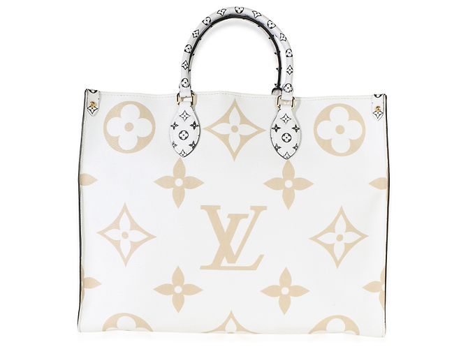 Louis Vuitton Kaki Beige Giant Monogram Canvas Onthego GM Nero Bianco Multicolore Verde - vista 8