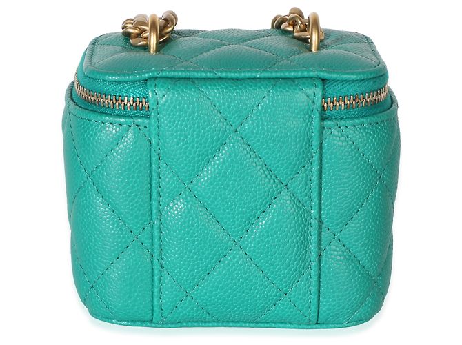 Beauty case Chanel Green Quilted Caviar Sweetheart con catena Verde - vista 2