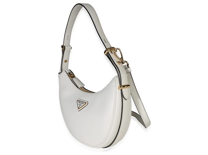 Prada White Soft Calfskin Small Arque Shoulder Bag - view 3