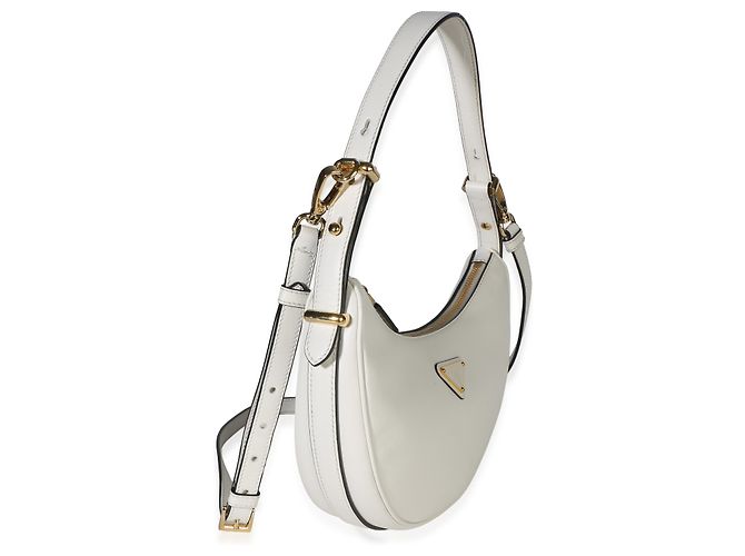 Prada White Soft Calfskin Small Arque Shoulder Bag - view 4