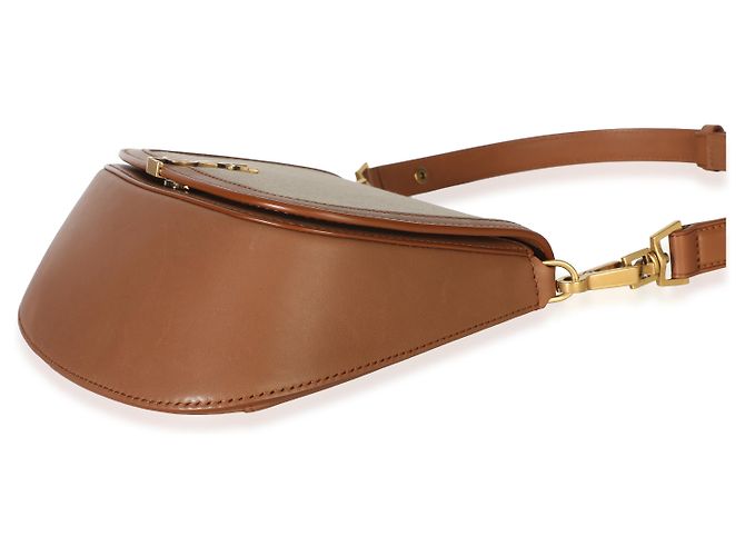 Autre Marque Borsa Mini Voltaire con manico Saint Laurent in tela e pelle di vitello Natural Tan Marrone Beige - vista 6
