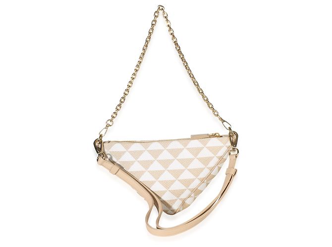 Bolsa Triangle Prada em tela jacquard Corda Talco com símbolo Triangle bordado - vista 2