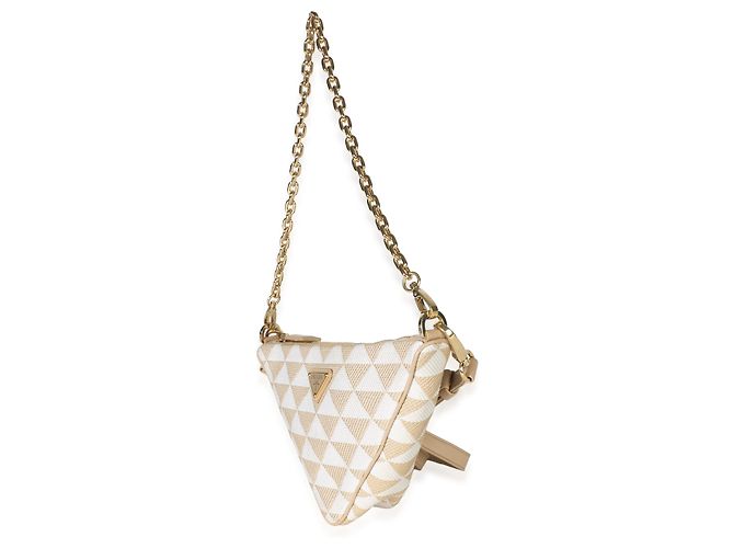 Bolsa Triangle Prada em tela jacquard Corda Talco com símbolo Triangle bordado - vista 3