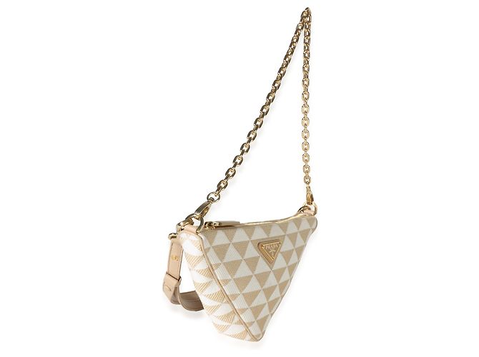Bolsa Triangle Prada em tela jacquard Corda Talco com símbolo Triangle bordado - vista 4