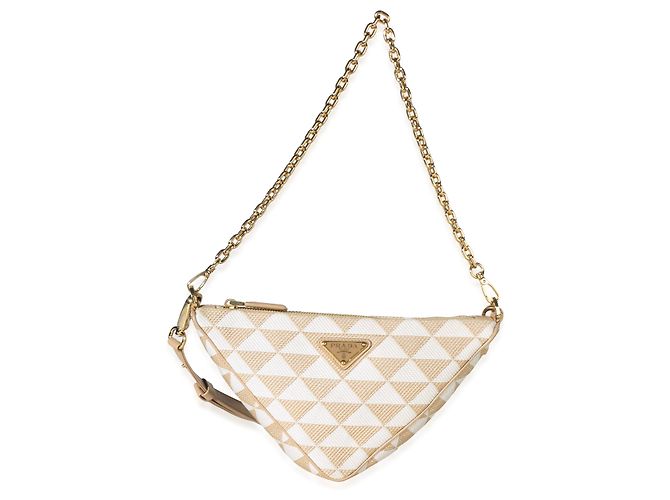 Bolsa Triangle Prada em tela jacquard Corda Talco com símbolo Triangle bordado - vista 8