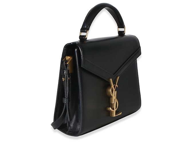 Autre Marque Saint Laurent Mini Cassandra Top Handle Bag aus schwarzem glattem Kalbsleder - Ansicht 2