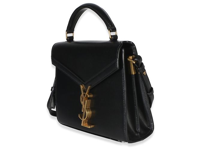 Autre Marque Saint Laurent Mini Cassandra Top Handle Bag aus schwarzem glattem Kalbsleder - Ansicht 3