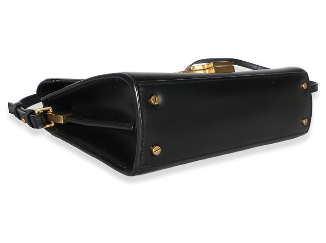 Autre Marque Saint Laurent Mini Cassandra Top Handle Bag aus schwarzem glattem Kalbsleder - Ansicht 4
