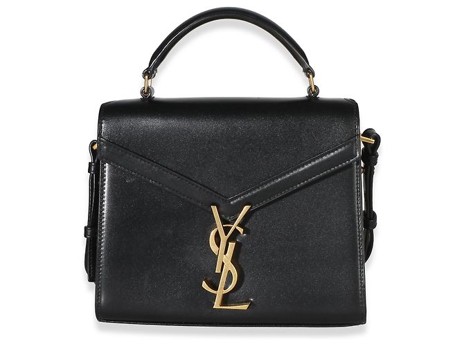 Autre Marque Saint Laurent Mini Cassandra Top Handle Bag aus schwarzem glattem Kalbsleder - Ansicht 7