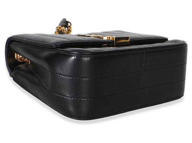 Autre Marque Saint Laurent Vicky Medium Kettentasche aus schwarzem gestepptem Lammleder mit Monogramm - Ansicht 5
