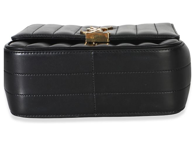 Autre Marque Saint Laurent Vicky Medium Kettentasche aus schwarzem gestepptem Lammleder mit Monogramm - Ansicht 6