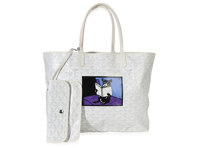 Goyard White Goyardine Canvas Bulldog Saint Louis PM Bianco - vista 8