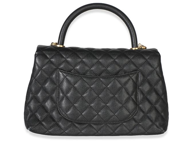 Gabrielle Bolsa Chanel Medium Coco Top Handle em couro caviar matelassé preto - vista 2