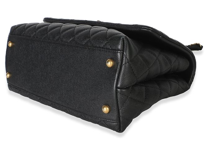 Gabrielle Bolsa Chanel Medium Coco Top Handle em couro caviar matelassé preto - vista 6