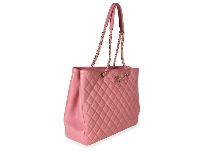 Gabrielle Borsa Shopper Grande Chanel Rosa Matelassé Caviar CC - vista 4