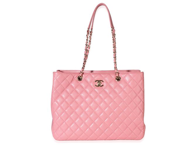 Gabrielle Borsa Shopper Grande Chanel Rosa Matelassé Caviar CC - vista 8