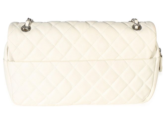 Gabrielle Borsa Chanel Jumbo Easy Flap in pelle caviar matelassé crema - vista 2