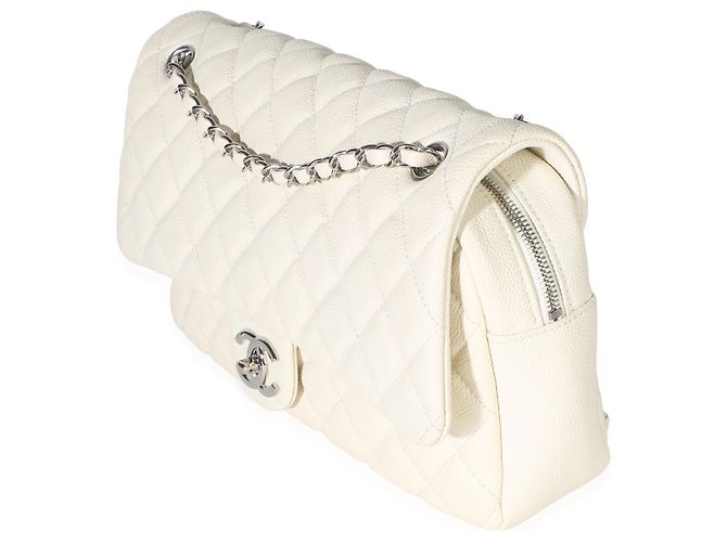 Gabrielle Borsa Chanel Jumbo Easy Flap in pelle caviar matelassé crema - vista 3