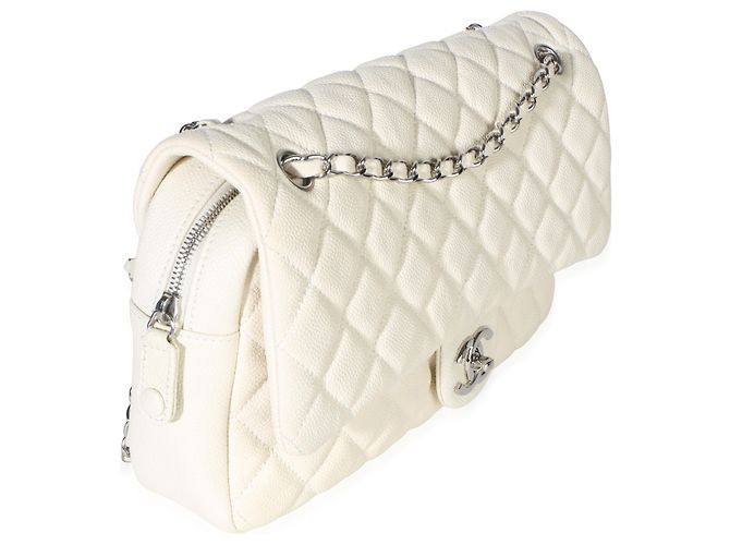 Gabrielle Borsa Chanel Jumbo Easy Flap in pelle caviar matelassé crema - vista 4