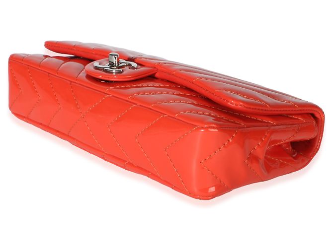 Gabrielle Borsa Chanel Orange Chevron Patent East West Single Flap Bag Arancione - vista 6