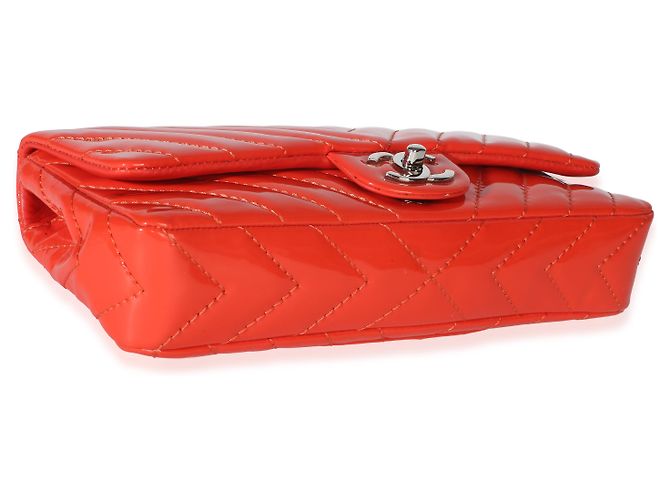 Gabrielle Borsa Chanel Orange Chevron Patent East West Single Flap Bag Arancione - vista 7