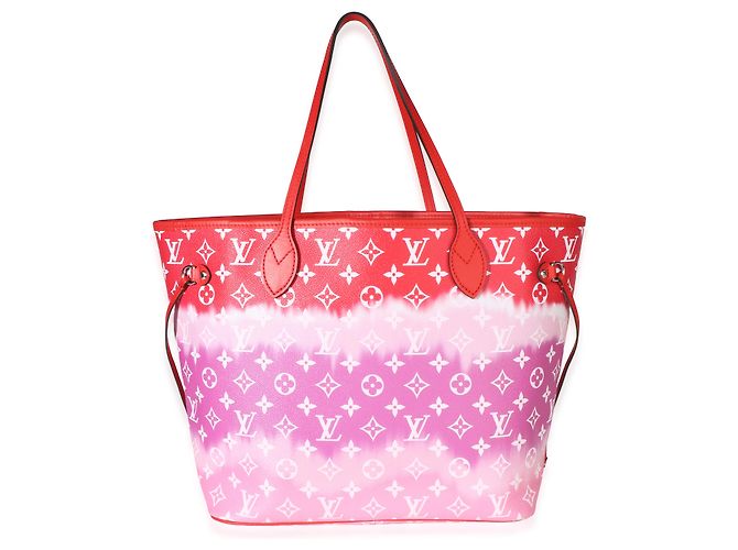 Louis Vuitton Rouge Giant Monogram Escale Canvas Neverfull MM Rosa Multicor - vista 2