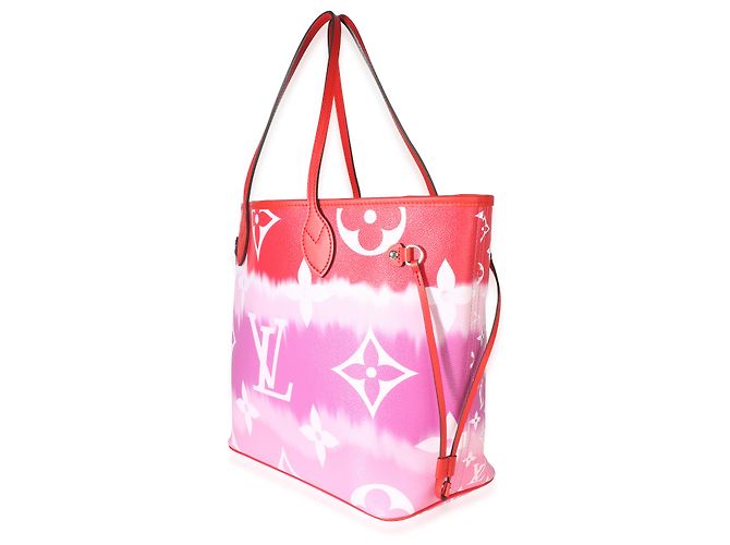 Louis Vuitton Rouge Giant Monogram Escale Canvas Neverfull MM Rosa Multicor - vista 3