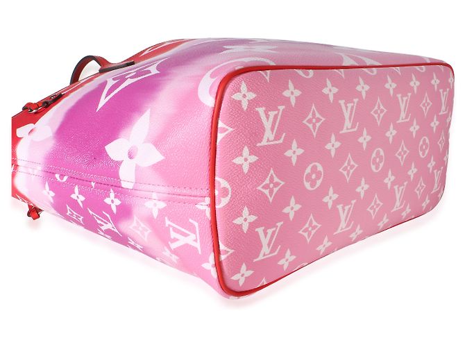 Louis Vuitton Rouge Giant Monogram Escale Canvas Neverfull MM Rosa Multicor - vista 5