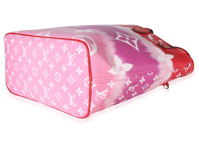 Louis Vuitton Rouge Giant Monogram Escale Canvas Neverfull MM Rosa Multicor - vista 6