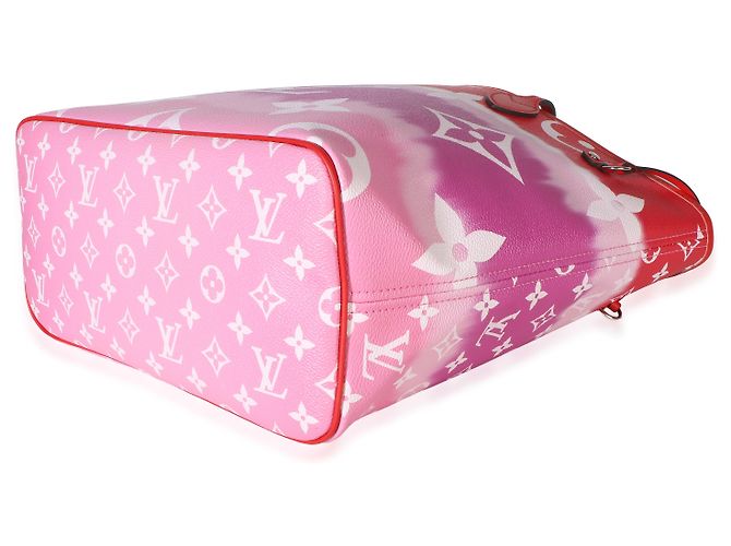 Louis Vuitton Rouge Giant Monogram Escale Canvas Neverfull MM Rosa Multicor - vista 7