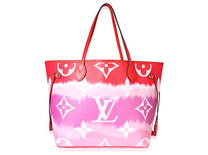 Louis Vuitton Rouge Giant Monogram Escale Canvas Neverfull MM Rosa Multicor - vista 8