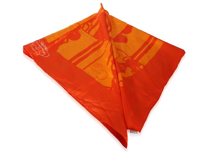 Pañuelo Hermès Orange Silk En Désordre 90 - vista 2