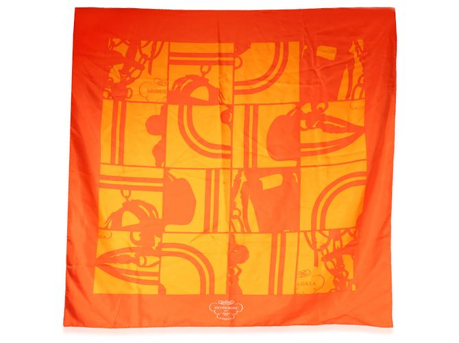 Pañuelo Hermès Orange Silk En Désordre 90 - vista 4