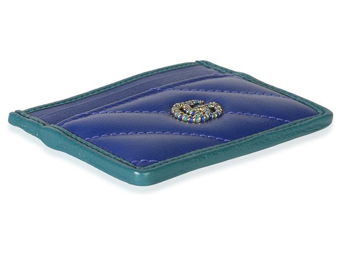 Tarjetero Gucci Marmont Torchon de piel de becerro acolchada azul - vista 7