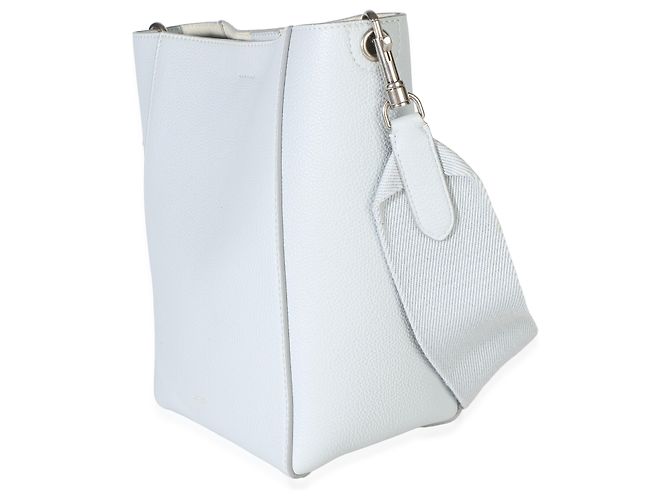 Céline Picca borsa secchiello Sangle Celine in pelle di vitello grana morbida azzurro chiaro - vista 3