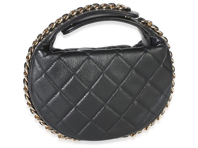 Gabrielle Chanel Mini Chain Around Pouch Hobo aus schwarzem gestepptem Lammleder - Ansicht 2
