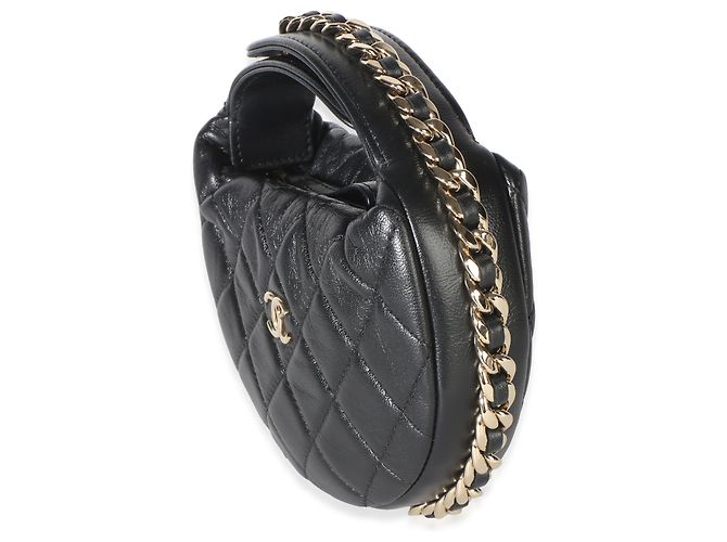 Gabrielle Chanel Mini Chain Around Pouch Hobo aus schwarzem gestepptem Lammleder - Ansicht 3