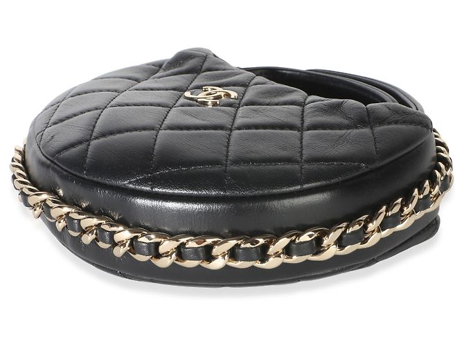 Gabrielle Chanel Mini Chain Around Pouch Hobo aus schwarzem gestepptem Lammleder - Ansicht 6