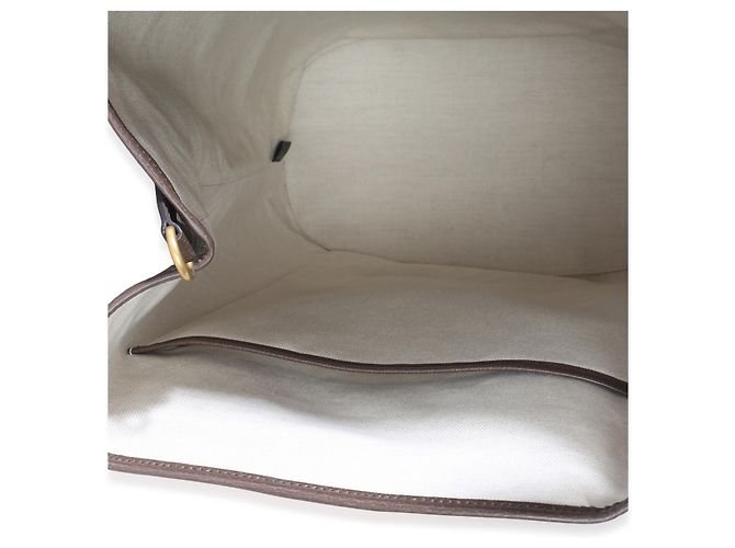 Borsa Duffel Gucci Beige GG Supreme Canvas Textured Dollar Calfskin Web Savoy Top Handle - vista 5
