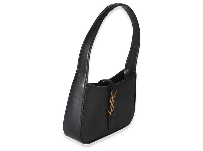 Autre Marque Saint Laurent Mini Le 5 a 7 Hobo in pelle di vitello liscia nera Nero - vista 4