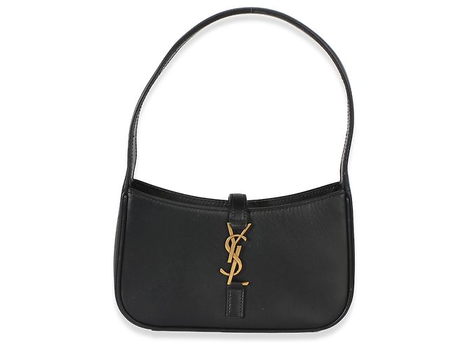 Autre Marque Saint Laurent Mini Le 5 a 7 Hobo in pelle di vitello liscia nera Nero - vista 8