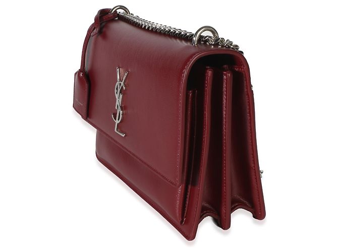 Autre Marque Saint Laurent Sunset Chain Bag Medium aus glattem rotem Kalbsleder - Ansicht 3