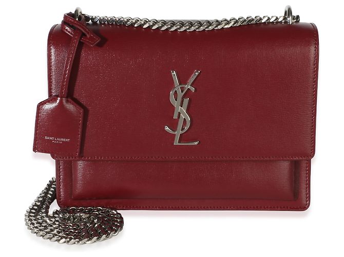 Autre Marque Saint Laurent Sunset Chain Bag Medium aus glattem rotem Kalbsleder - Ansicht 8