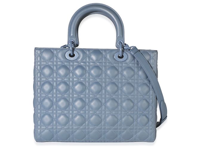 Christian Dior Denim Blue Ultra Matte Calfskin Cannage Large Lady Dior - vista 2