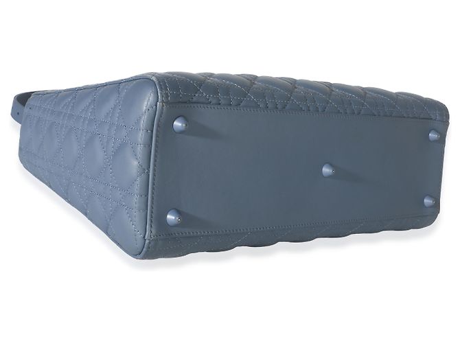 Christian Dior Denim Blue Ultra Matte Calfskin Cannage Large Lady Dior - vista 7