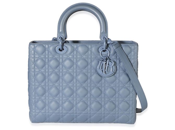 Christian Dior Denim Blue Ultra Matte Calfskin Cannage Large Lady Dior - vista 8