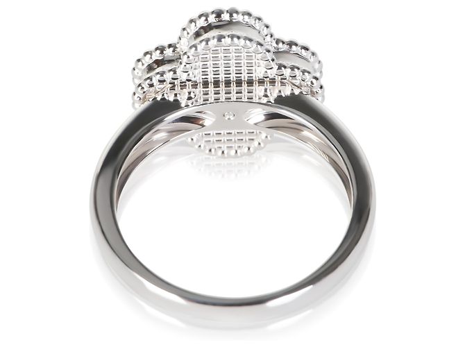 Van Cleef & Arpels Vintage Alhambra Ring aus Weißgold, Perlmutt und Diamanten - Ansicht 4